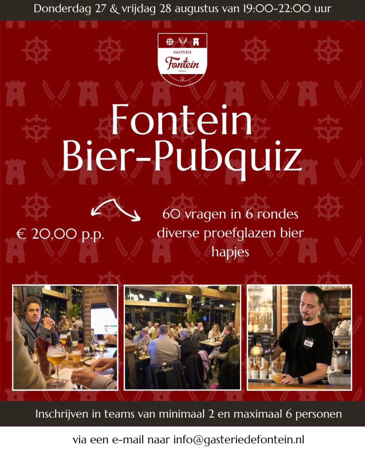 Fontein Bier-Pubquiz 27 & 28 augustus